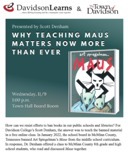 copy of poster announcing the lecture Why Teaching Maus Matters Now More Than Ever